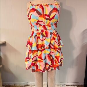 Brand New Set!! Colorful Ruffled Top/Skort Set